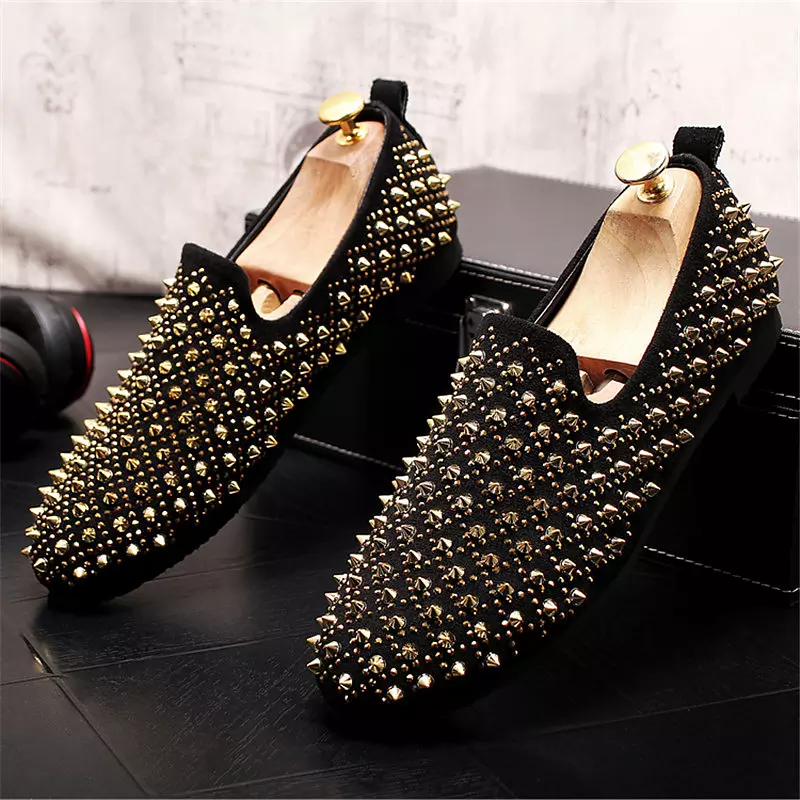 come4buy.com Rivets Stud Loafer Shoes Punk Style Dress Shoes