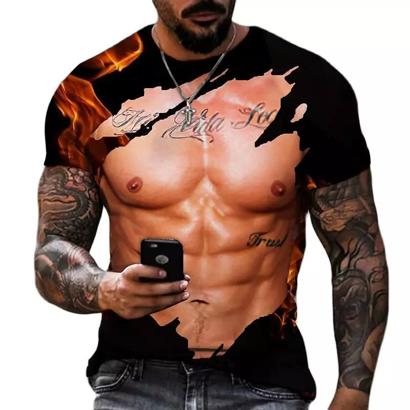 come4buy.com Funny Muscular Patterns 3D Printed Polyester T shirt