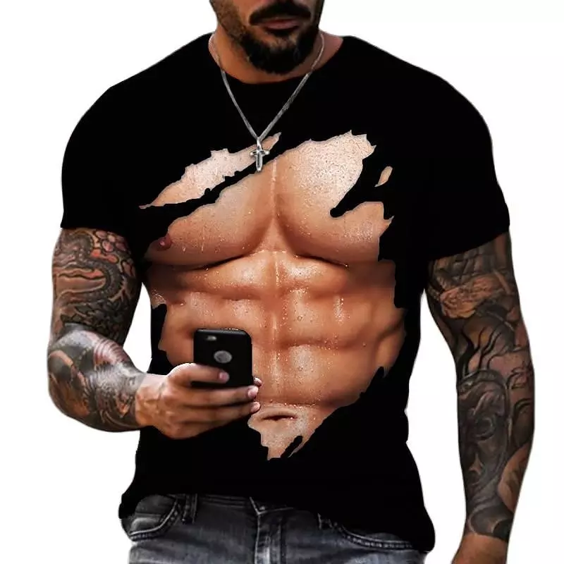 come4buy.com Funny Muscular Patterns 3D Printed Polyester T shirt