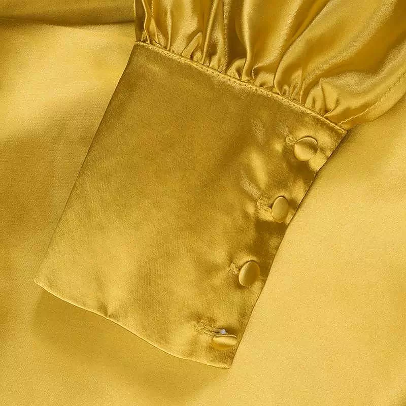 come4buy.com-Elegant Satin Shirt Blouse Bat Sleeve Fashion Wrap Tunic Autumn Bandage Party Tops