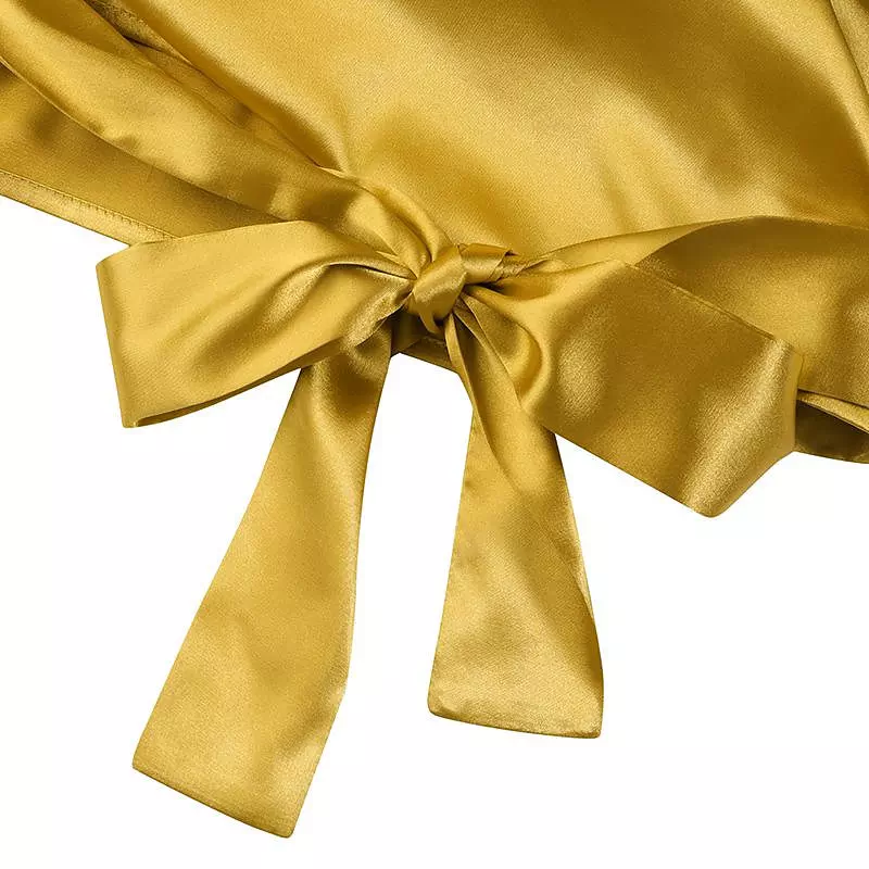 come4buy.com-Elegant Satin Shirt Blouse Bat Sleeve Fashion Wrap Tunic Autumn Bandage Party Tops
