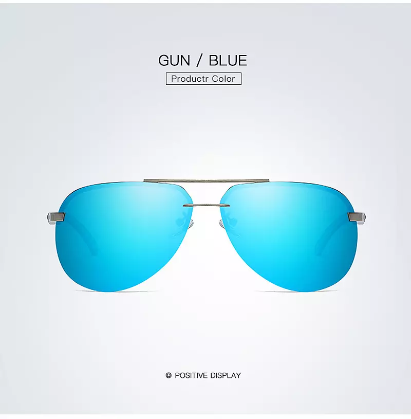 come4buy.com-Blue Sunglasses Metal Frame Mirror Lens Sun Glasses