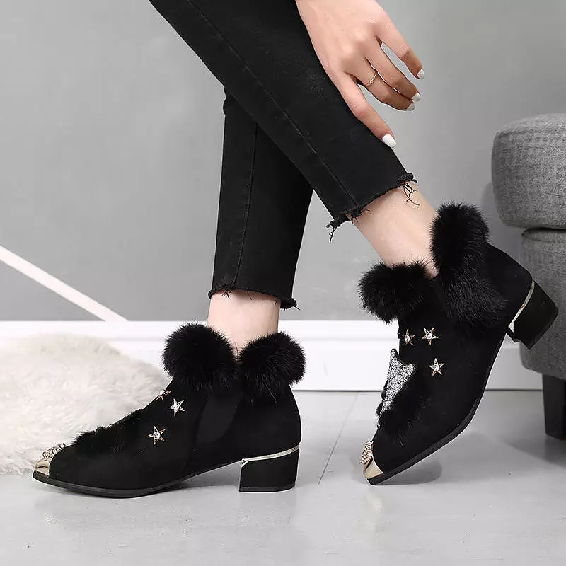 come4buy.com-Rabbit Fur Snow Boots For Women