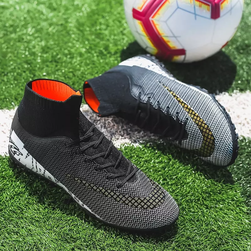 come4buy.com-Men Soccer Shoes Adult Kids High Ankle Football Boots
