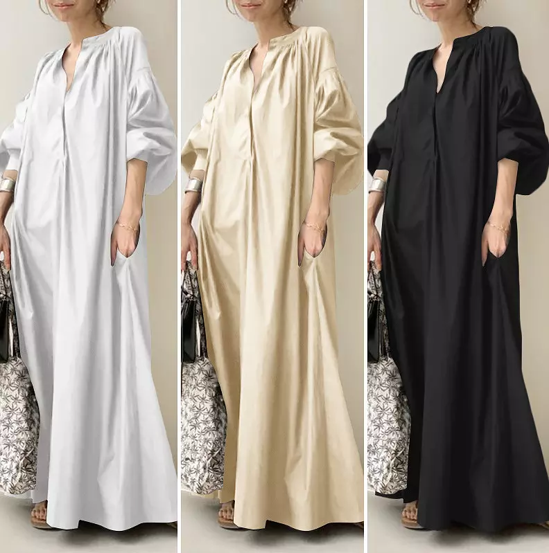 come4buy.com-Elegant Modest Marokko Cotton Long Kleed
