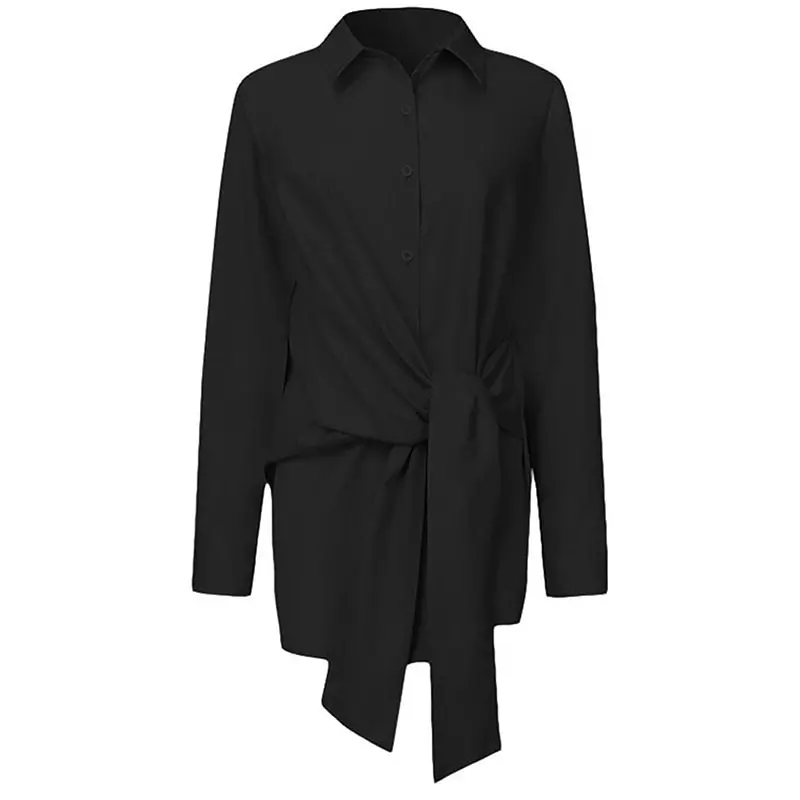 come4buy.com-Облека со завој со долги ракави Елегантни женски блузи