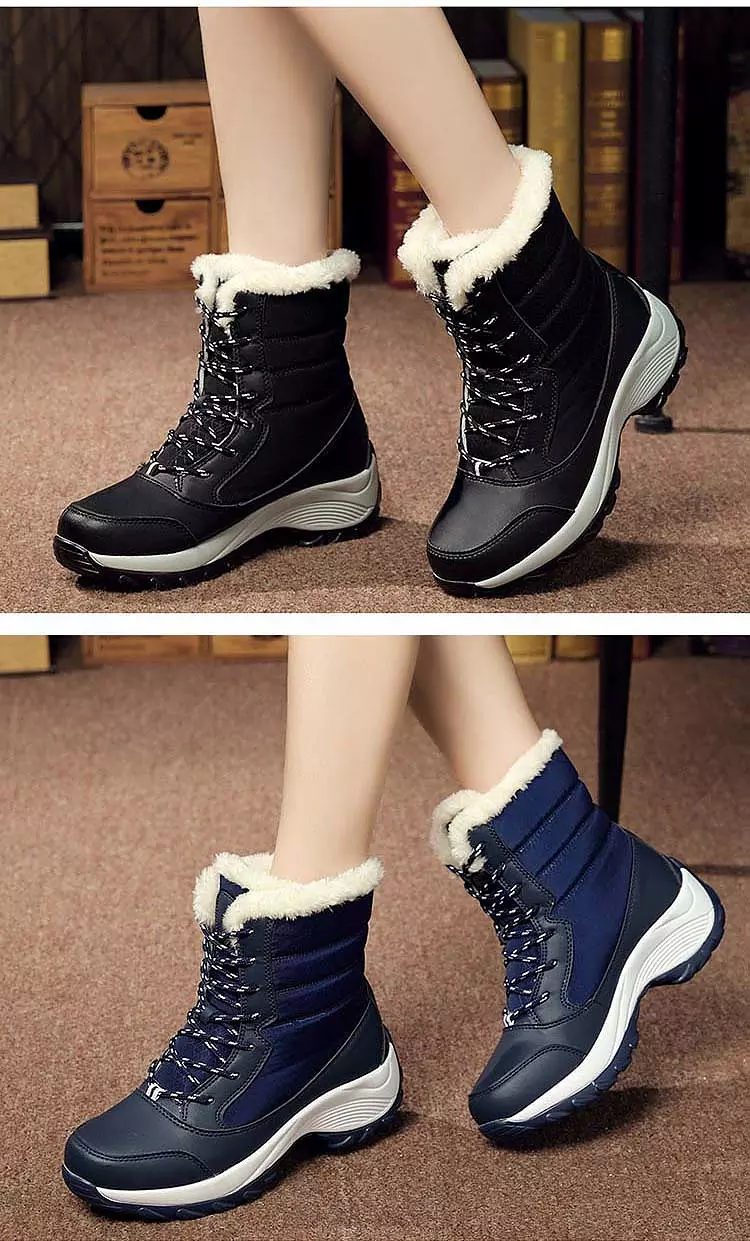 come4buy.com-Ankle Boots Women Keep Warm Female Lace Up Waterproof Boots
