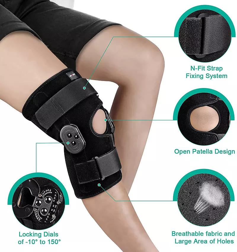 come4buy.com-Hinged Knee Brace Verstellbare Kniestütze Knieschmerzen Arthritis