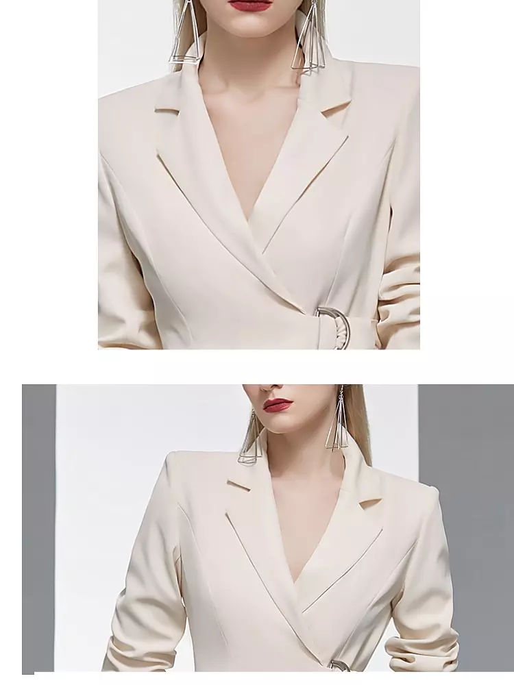 come4buy.com-Conxunto de 2 pezas blazer beige moda feminina
