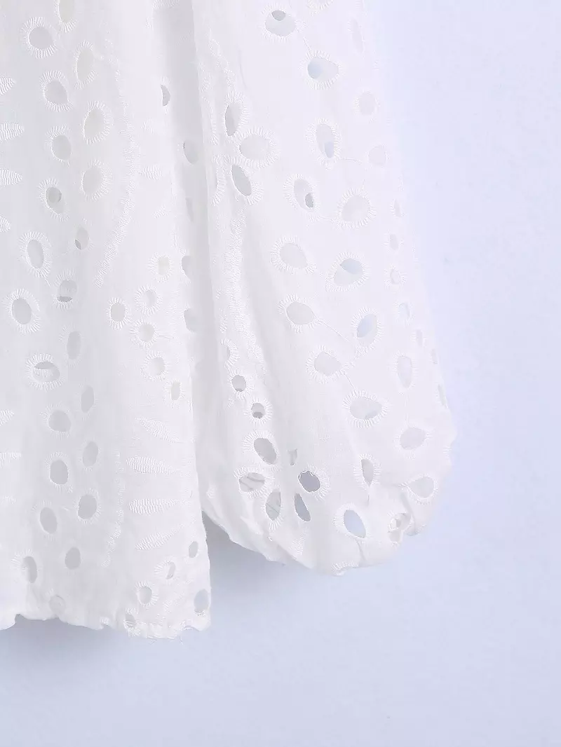 come4buy.com-Блуза од бела чипка Модерен врв за девојки