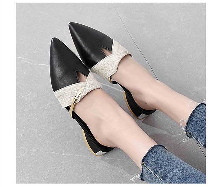 come4buy.com-Elegant Low Heel Women Mules Office Shoes Beige Pompi