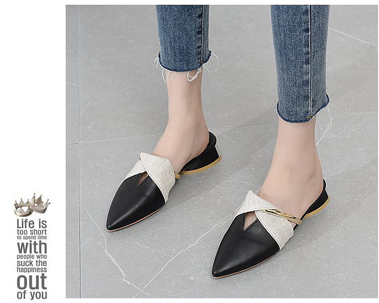 come4buy.com-Elegant Low Heel Women Mules Office Shoes Beige Pumps