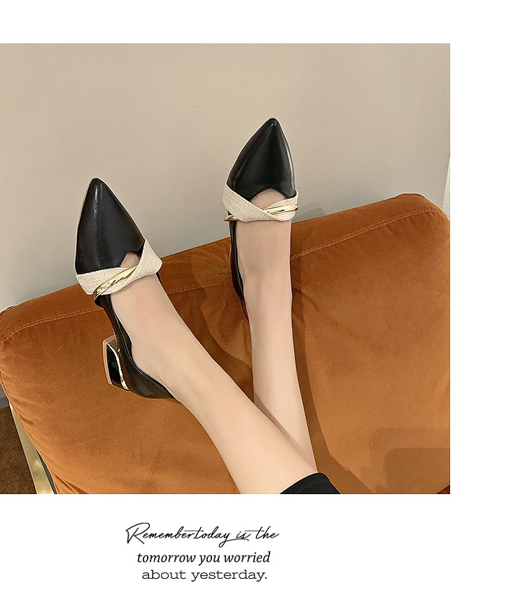 come4buy.com-Eelegane Low Heel Women Mules Office Shoes Beige Pumps
