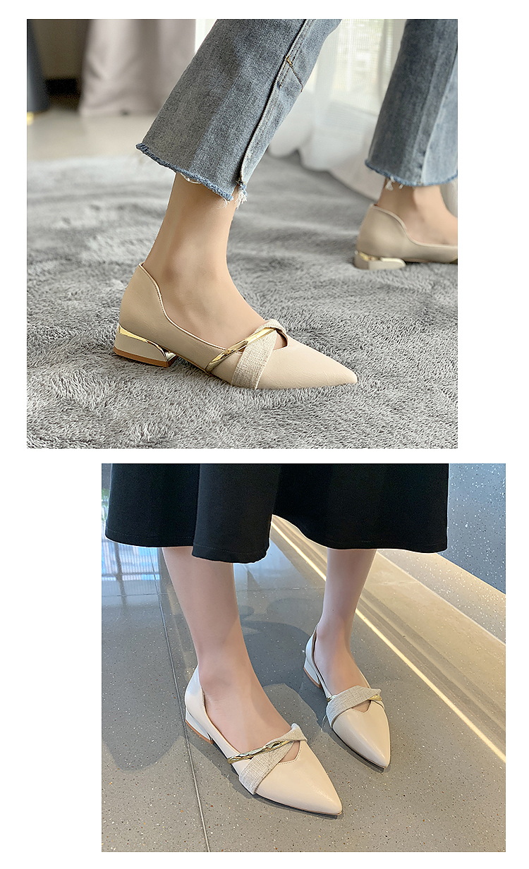 come4buy.com-Elegant ցածր կրունկներով կանացի Mules գրասենյակային կոշիկներ Բեժ պոմպեր