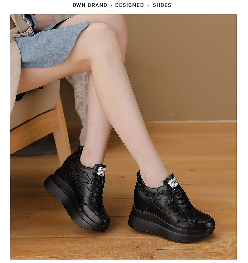 come4buy.com-Cow Leather 10cm Platform Wedge Sneakers