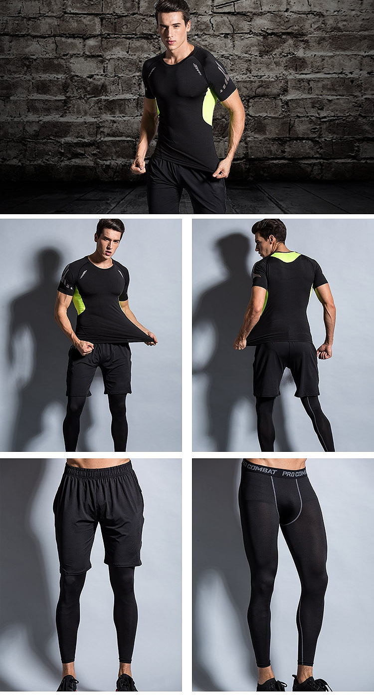 come4buy.com-Men Tight Sports Suit Tracksuit Workout Sports Clothing