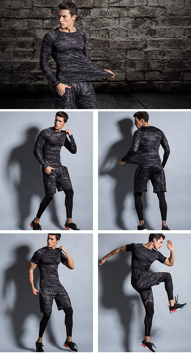 come4buy.com-Men Tight Sports Suit Tracksuit Workout Sports Clothing