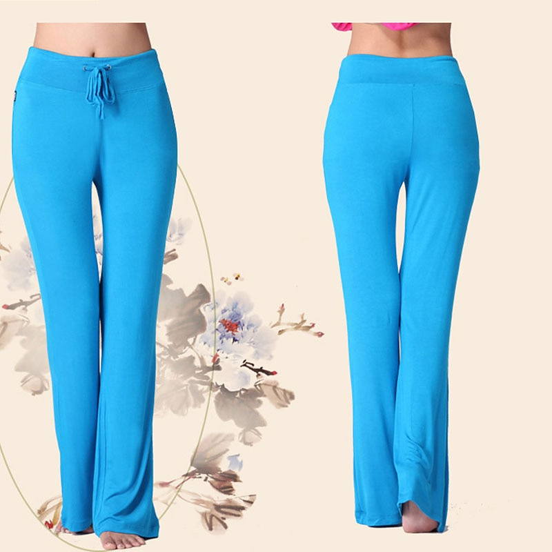 Womens Dance Trousers Wide Leg Loose Yoga Lace Harem Pants Slit Flared  Palazzo | eBay