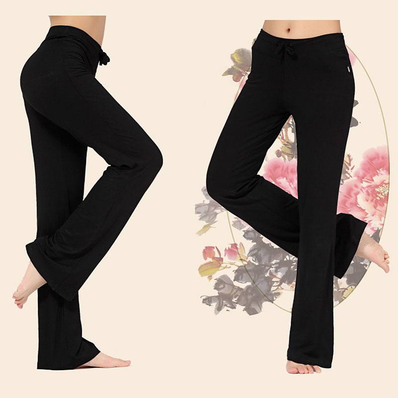 come4buy.com-Women Wide Leg Long Pants Yoga Dance Trousers