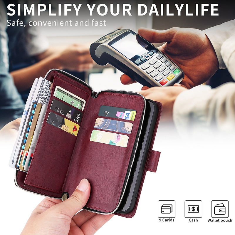 elitephonecase.com-Samsung Galaxy S9 Ultra Wallet үчүн Luxury 23-карталуу капчык