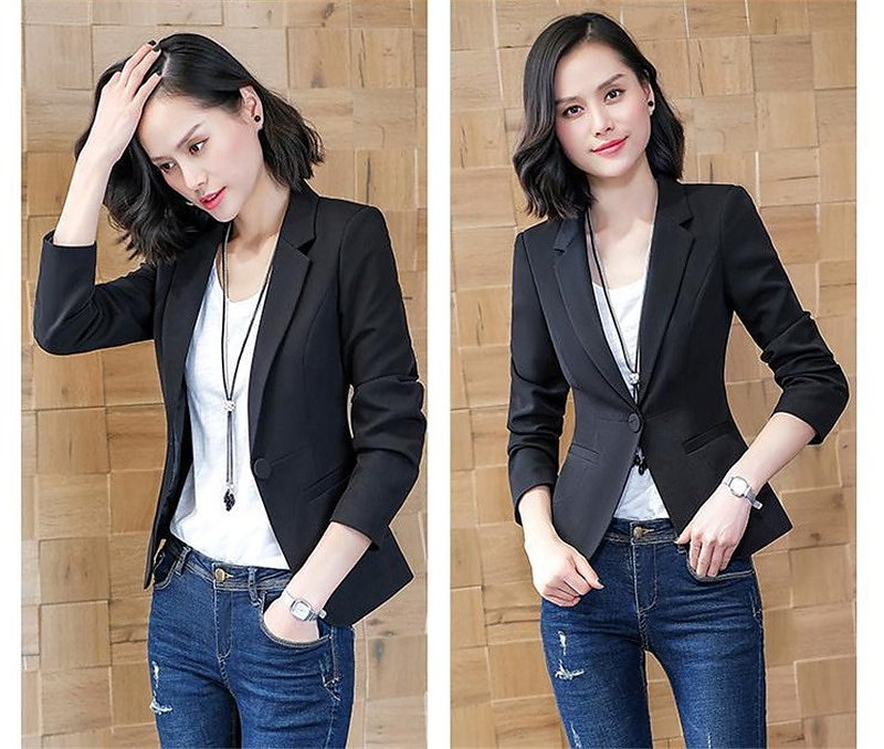 come4buy.com-Office Lady  Long Sleeve Blazer Small Suit Coat