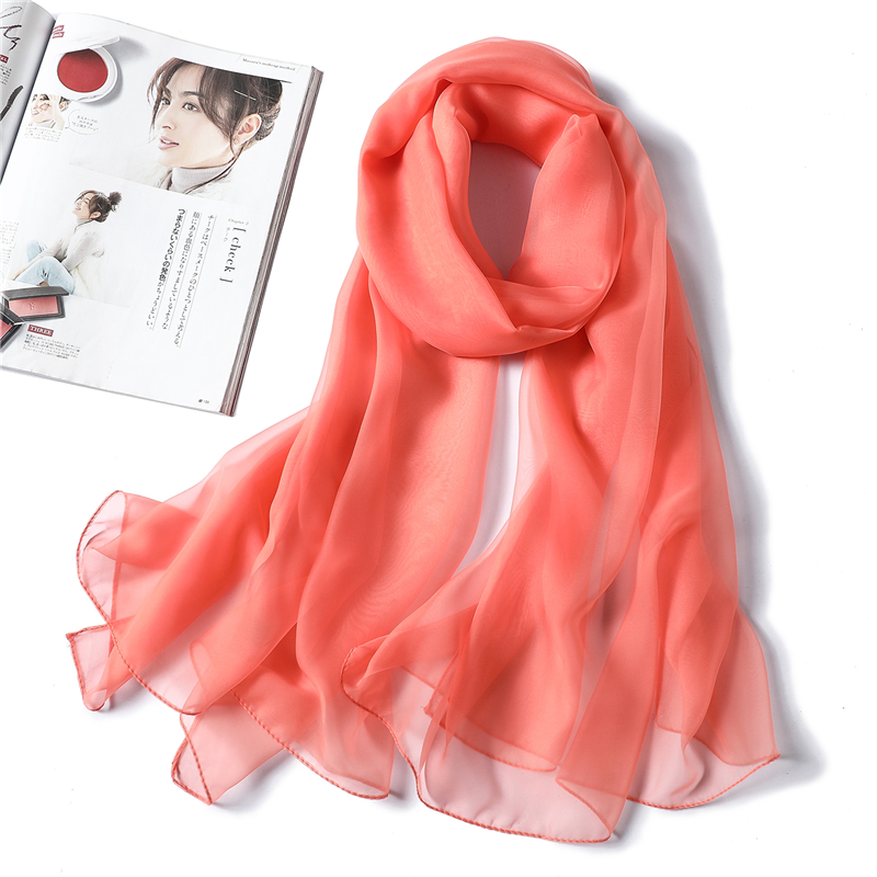 come4buy.com-Spring Summer Women Silk Sscarf Solid Stoles Long