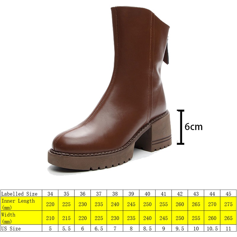 come4buy.com-British Mid Calf Chimney Boots Ritsleting 6cm