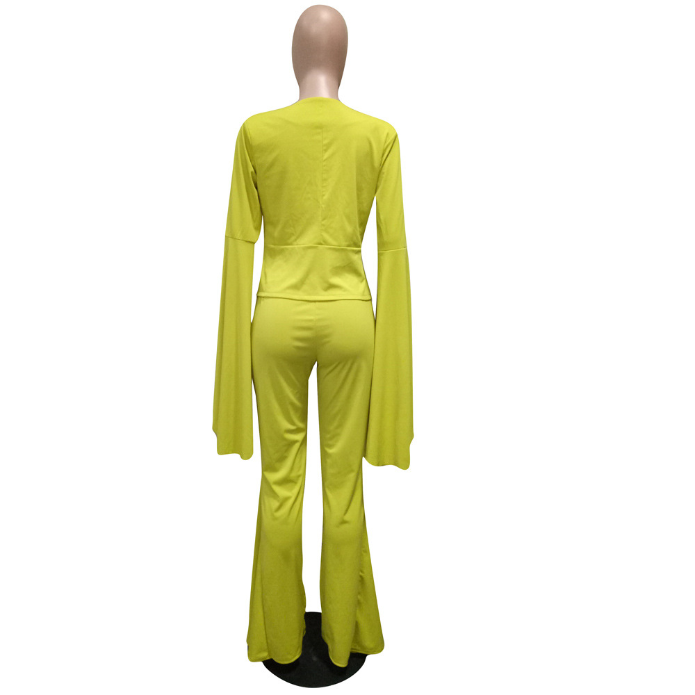 come4buy.com-Fashion Ruffles Sleeve Pants Suits Blazer Two Piece Set