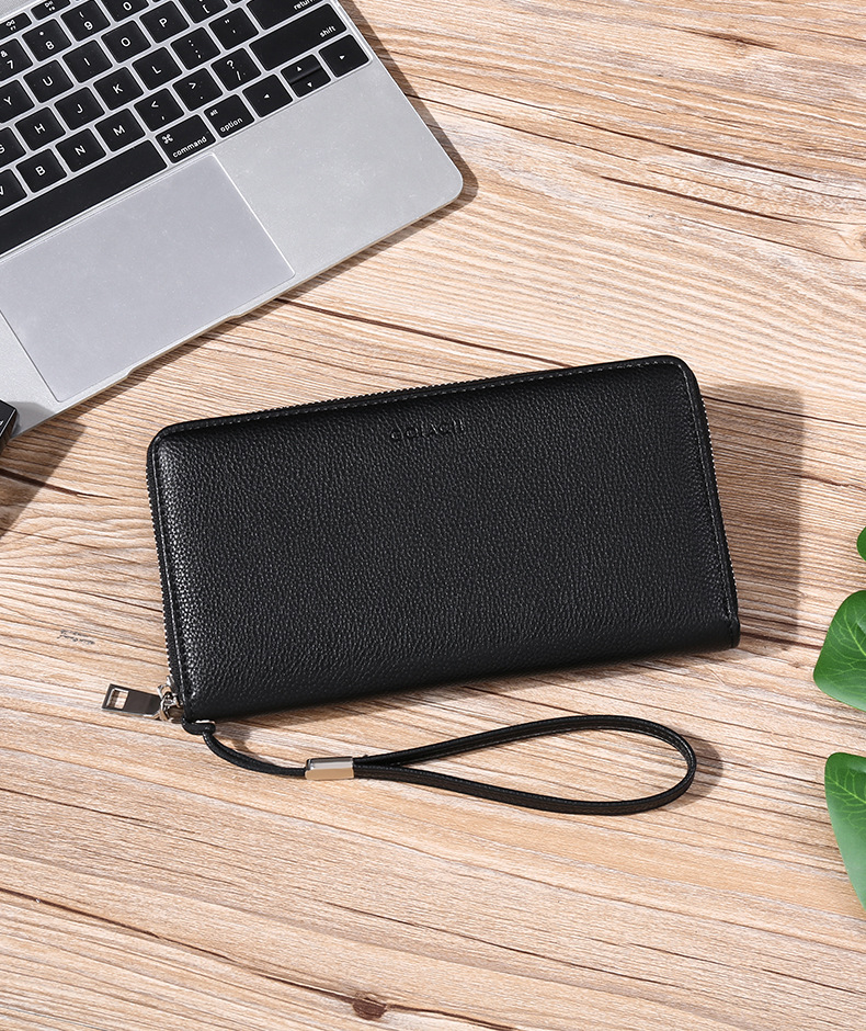 come4buy.com-Leather Business ID Credit Card Holder RFID Zipper Wallet