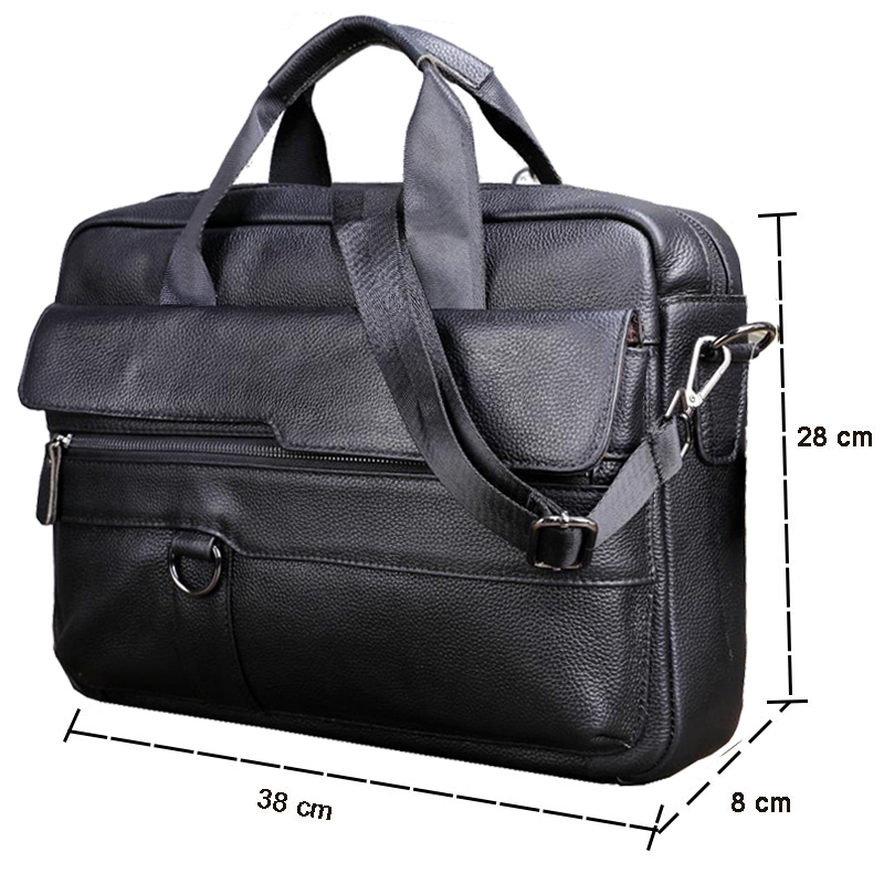 come4buy.com-Large Men Genuine Leather Handbag 14 Inch Laptop Bag