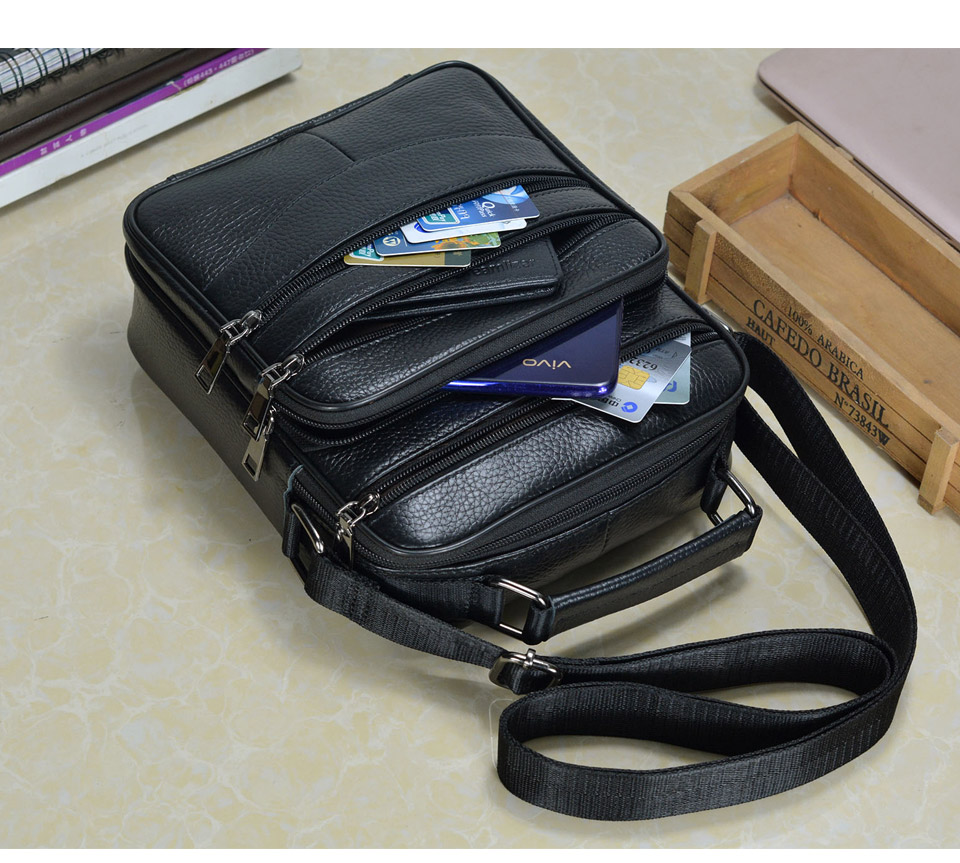 come4buy.com-Cowhide Leather Messenger Bags Muži Obchodná taška na iPad