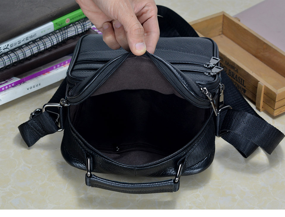 come4buy.com-Cowhide Leather Messenger Bags Men iPad Business Bag
