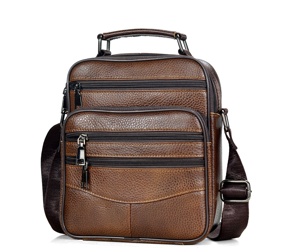 come4buy.com-Cowhide Kulit Messenger Bags Men iPad Business Bag