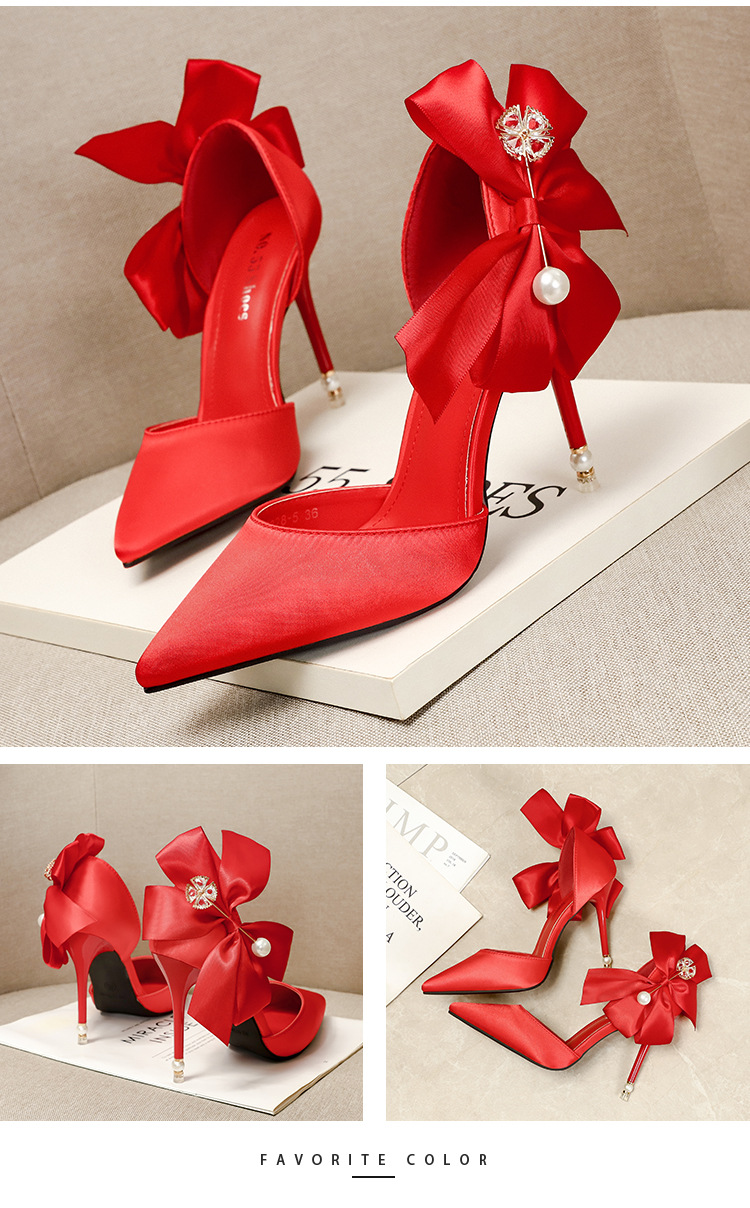 come4buy.com- Sexy Pearl Women Pumps Bow-knot Wedding Shoes