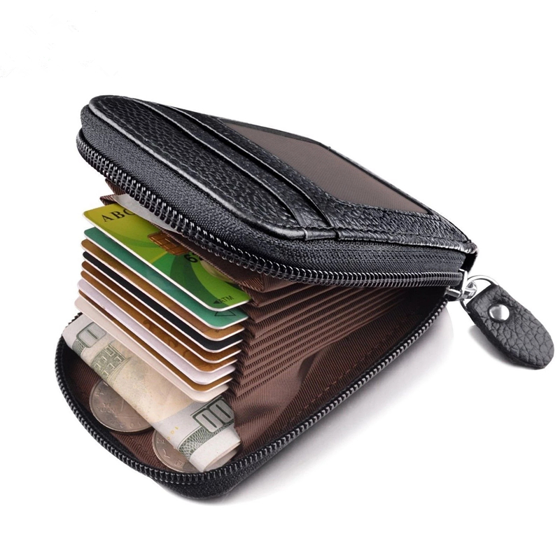 come4buy.com-Men Wallet Credit Card Holder RFID Blocking Zipper Pocket