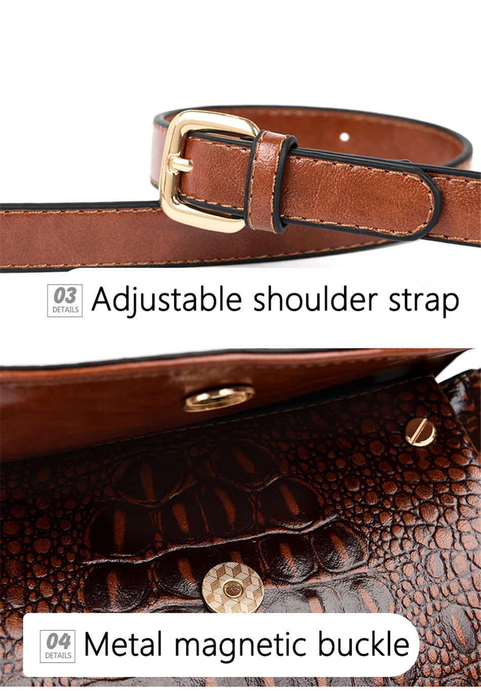 come4buy.com-Fashion Lady Shoulder Bag Cowhide Crocodile Pattern Bag