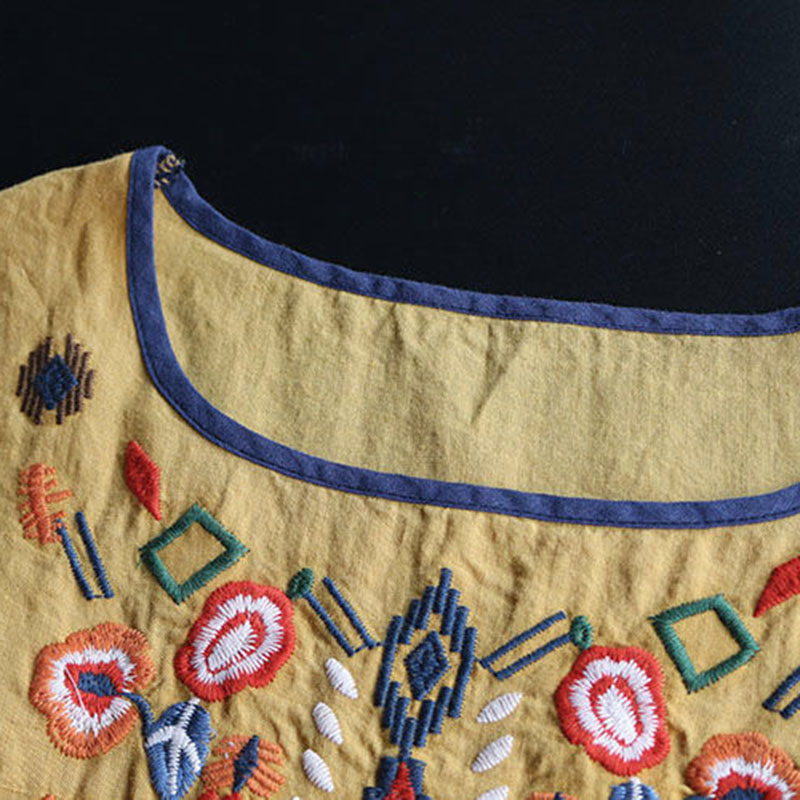 цоме4буи.цом-Женска национална мајица летња памучна лан и округли врат