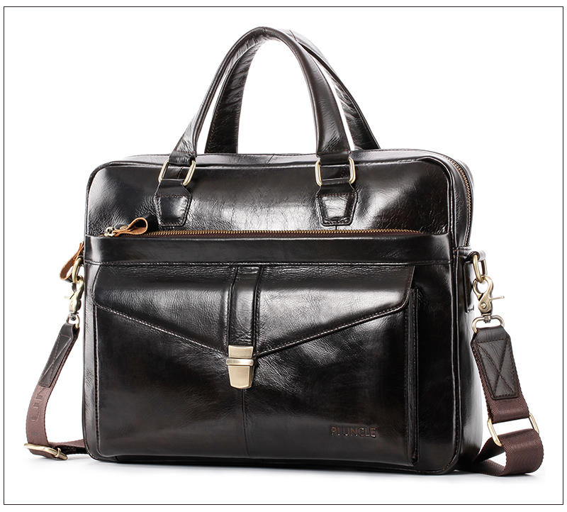 come4buy.com-Men Briefcase Genuine Leather 14 inch Laptop Bag