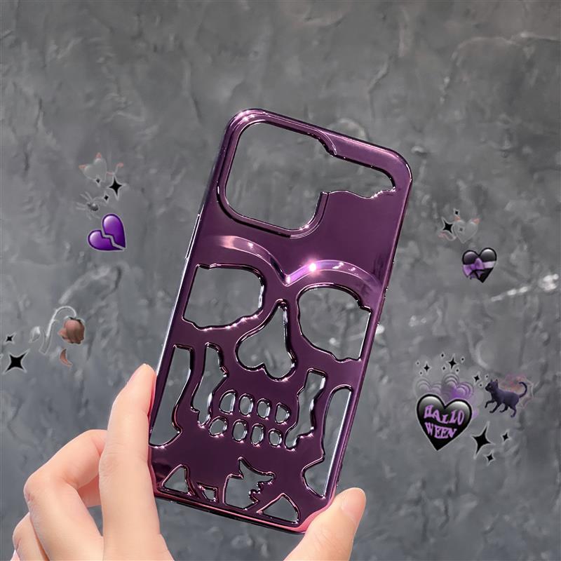 come4buy.com-Hollow 3d Skull Callous Phone Case Para sa iPhone 14