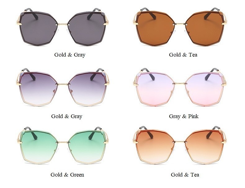 come4buy.com-Fashion Polygon Gradient Eye Sunglasses For Women UV400