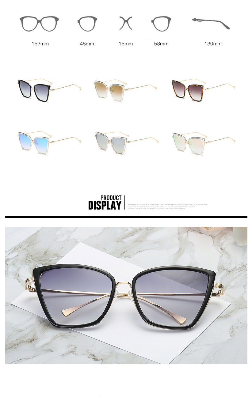 come4buy.com-Слънчеви очила с котешко око Винтидж метални очила за жени Огледало Ретро UV400
