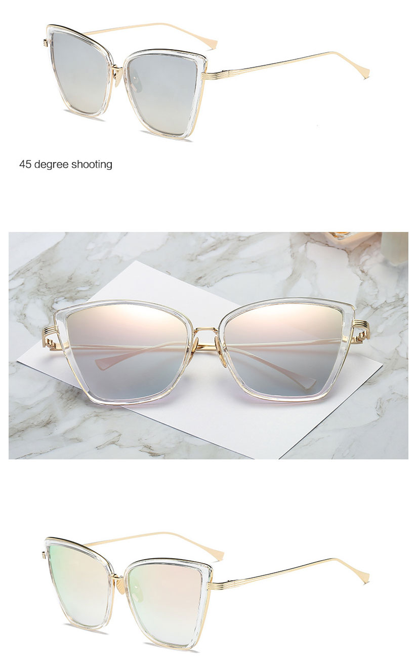 come4buy.com-Cat Eye Sunglasses Vintage Metal Glasses For Women Mirror Retro UV400