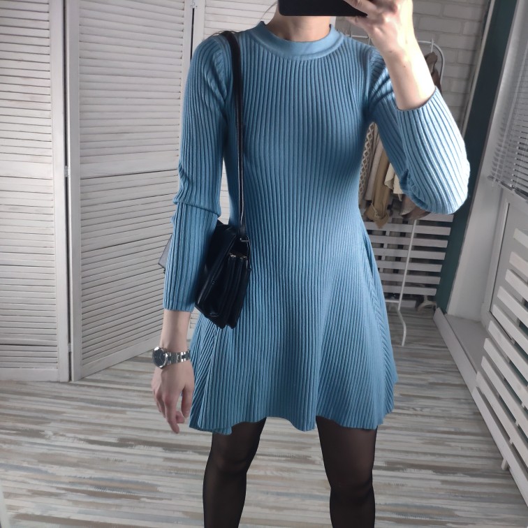 come4buy.com-Elegant Knit Dress Women Slim Mini Dress