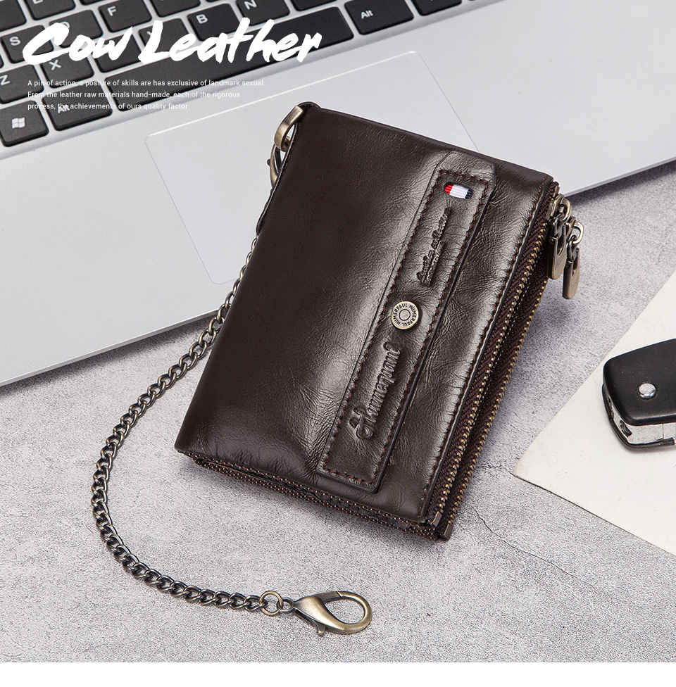 come4buy.com-Zipper Male Small Clutch Leather Holder Wallets