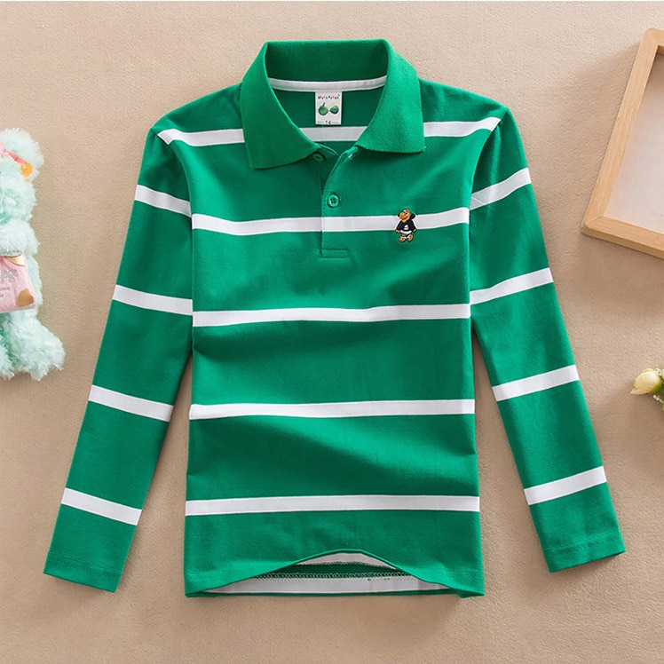 come4buy.com-Long Sleeve Polo Shirts Boys Kids Stripes Tops