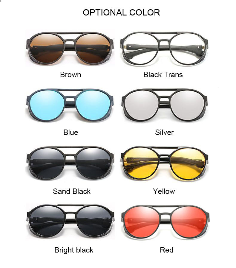 come4buy.com-Man Side Shield Goggles Plastic Frame Gothic Mirror Lens វ៉ែនតាការពារពន្លឺថ្ងៃ