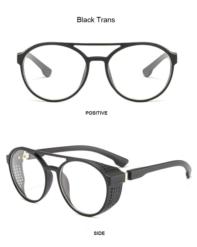 come4buy.com-Man Side Shield Goggles Plastic Frame Gothic Mirror Lens Sun Glasses