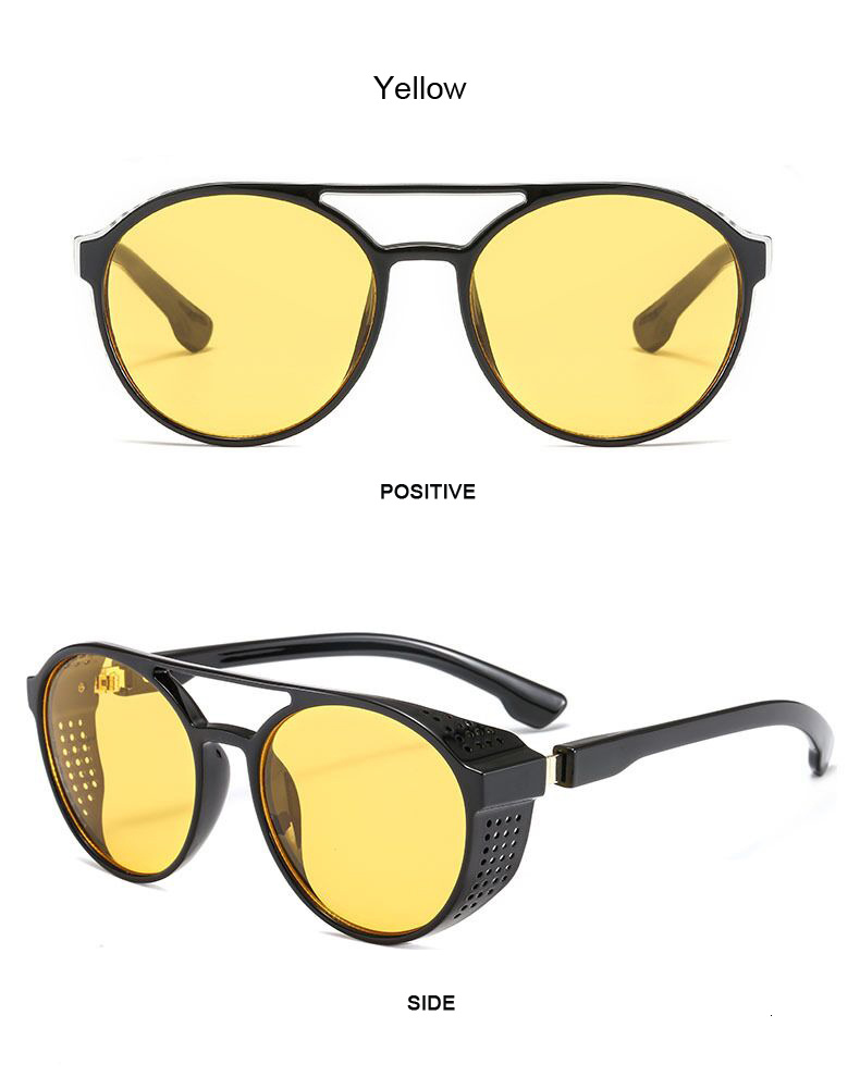 come4buy.com-Óculos masculinos com proteção lateral, armação de plástico, lentes espelhadas góticas, óculos de sol