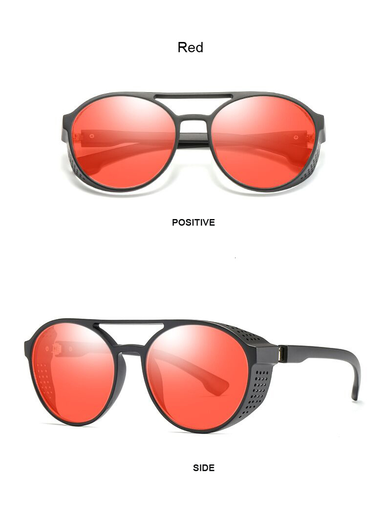 come4buy.com-Gafas de protección lateral para home, marco de plástico, lentes de espello gótico, lentes de sol