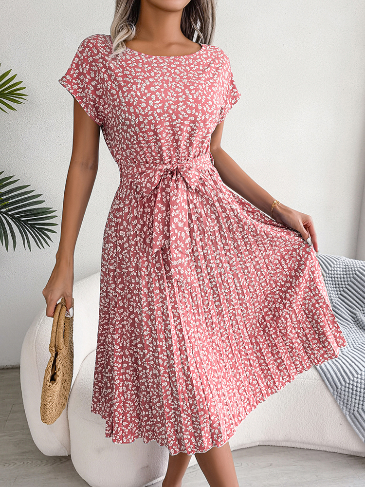 come4buy.com-Fashion O Neck Summer Floral Short Dresses For Women